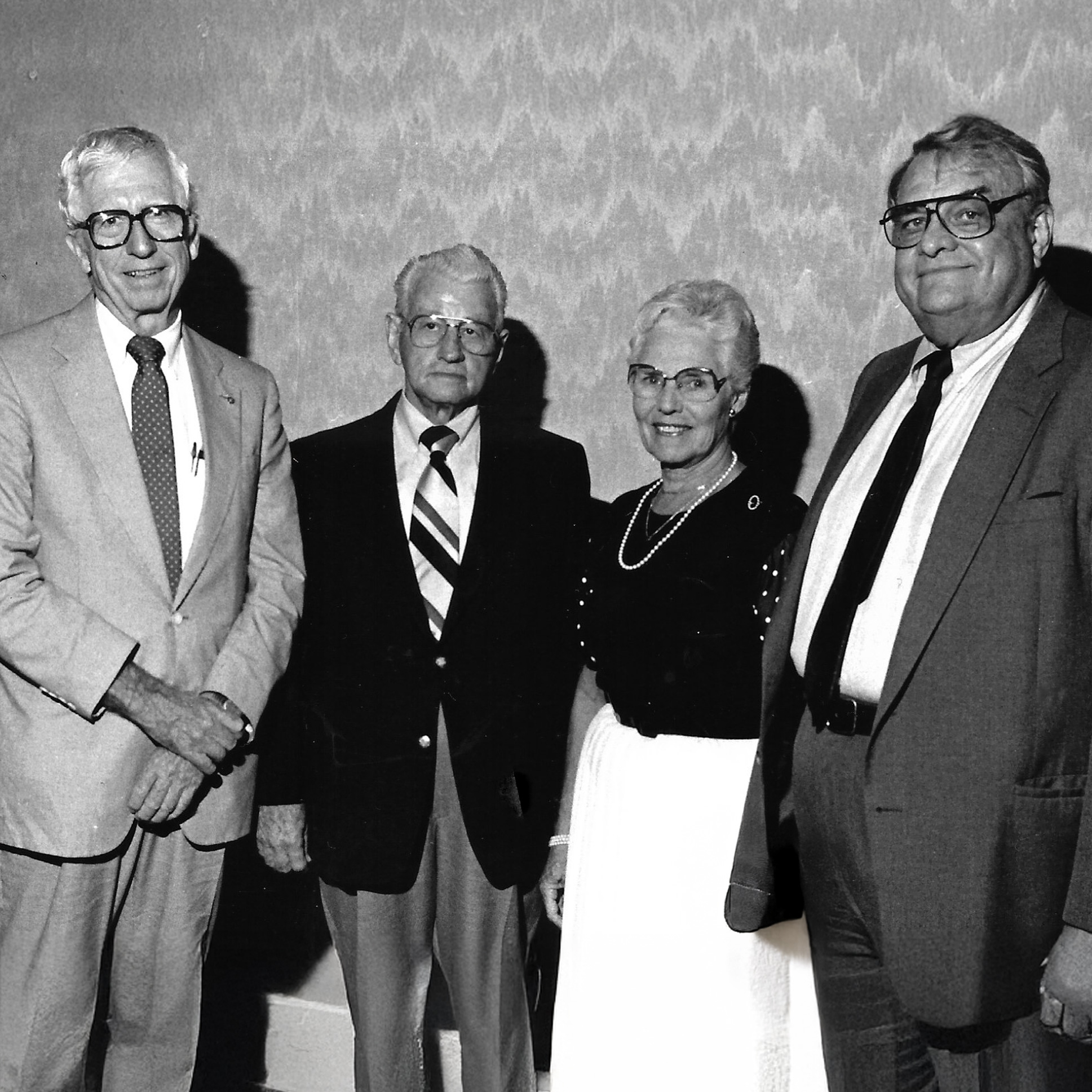 1990 Allen H. Sims Gaston Community Foundation Award Recipients James B. "Jick" Garland, A. Leonel Bruennemer, Judith Miller, and James Bynum Carter
