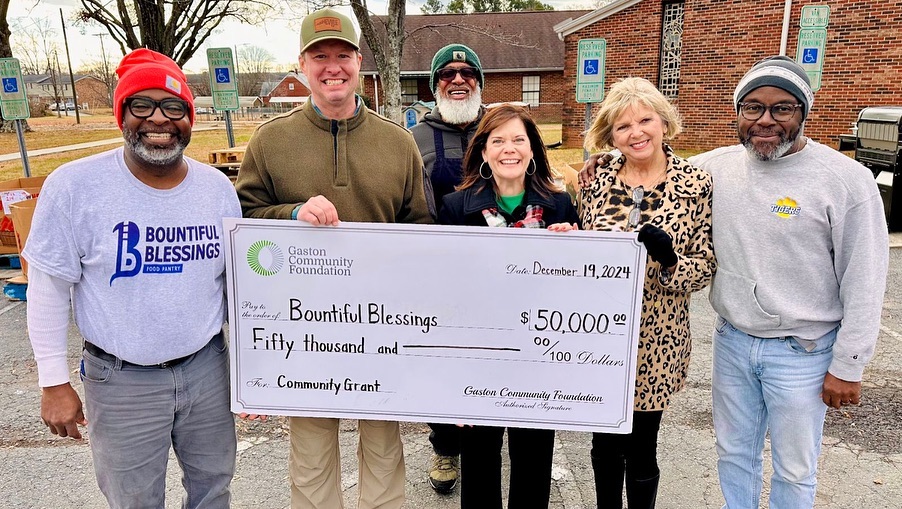 Grant check presentation to Bountiful Blessings by Gaston Community Foundation