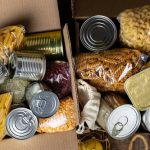 Food donations on a table