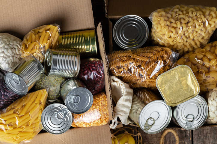 Food donations on a table